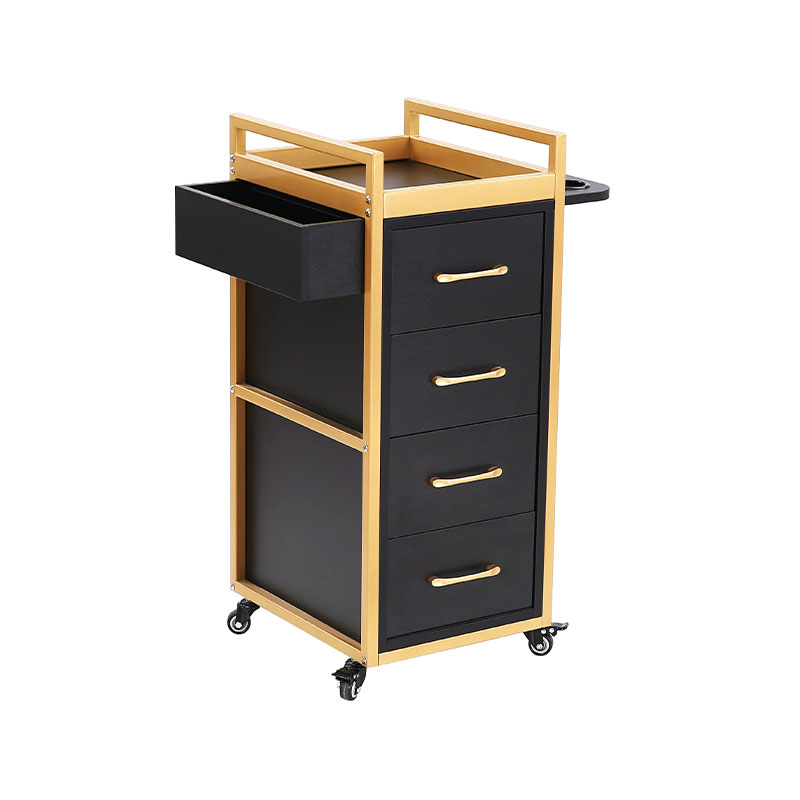 HZ2069BK / HZ2069W Czarno-złoty wózek do salonu kosmetycznego