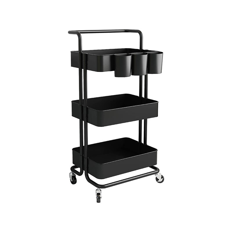 HZ2036 3-poziomowy wózek do przechowywania na kółkach Wózek użytkowy z dodatkowymi wiszącymi kubkami