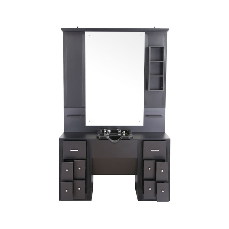 HZ2039 Czarna, duża toaletka z podświetlanymi szafkami