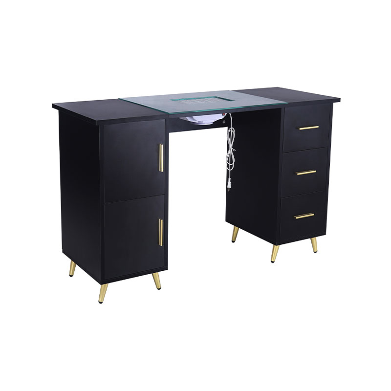 HZ2042PK / HZ2042BK Stół do manicure do stylizacji paznokci ze szklanym blatem i podpórką na nadgarstki