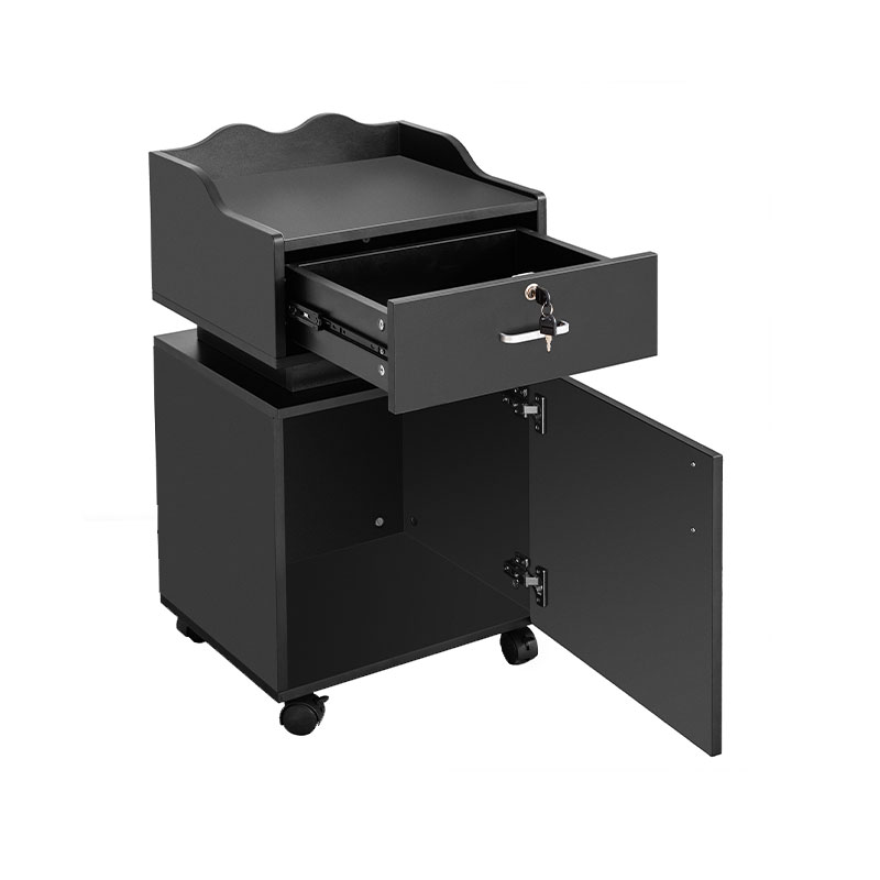 HZ2021 Czarna szafka do przechowywania stacji salonowej na kółkach