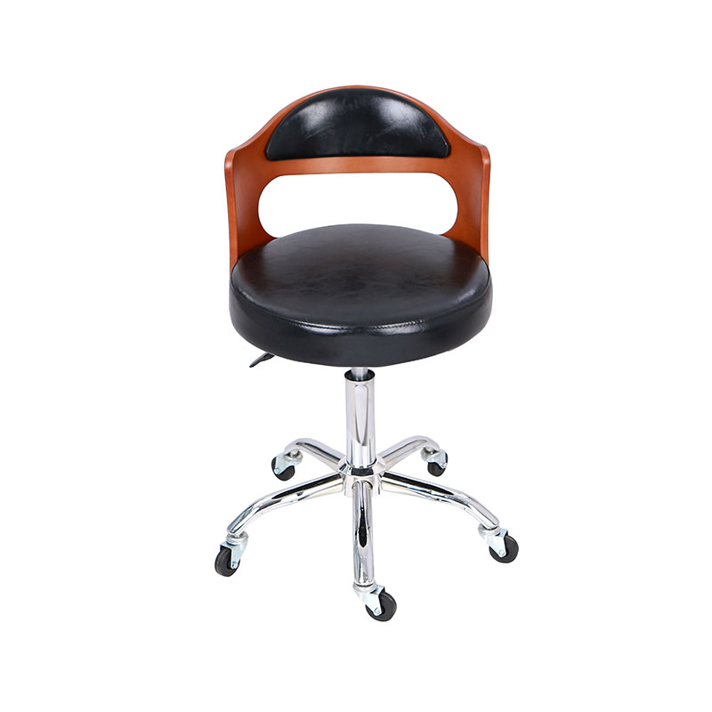 HZ8828 Czarne siedzisko z obrotowym stołkiem salonowym z drewnianym oparciem