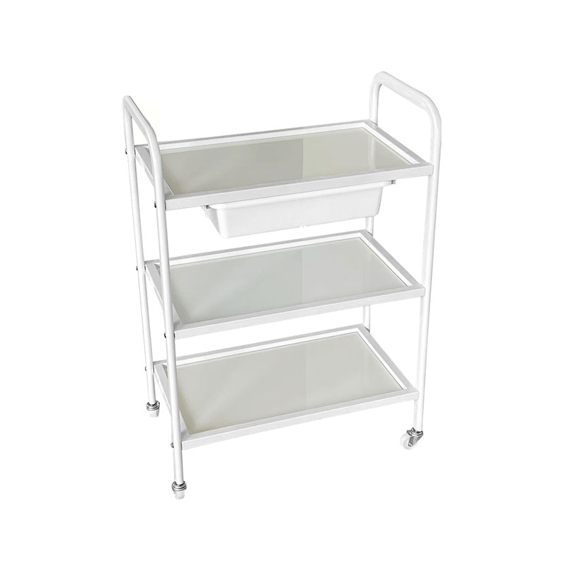 HZ2002BZ / HZ2002Z Wózek do salonu na kółkach, szklana taca i metalowa rama