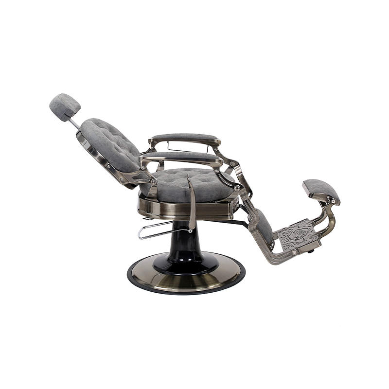 HZ8799QM Szary, okrągły fotel fryzjerski z poduszką