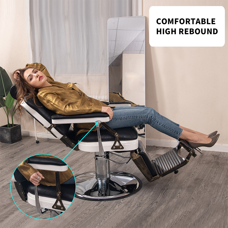 HZ8753BK / HZ8753GR / HZ8753RD Czarny fotel fryzjerski Lincoln w stylu vintage