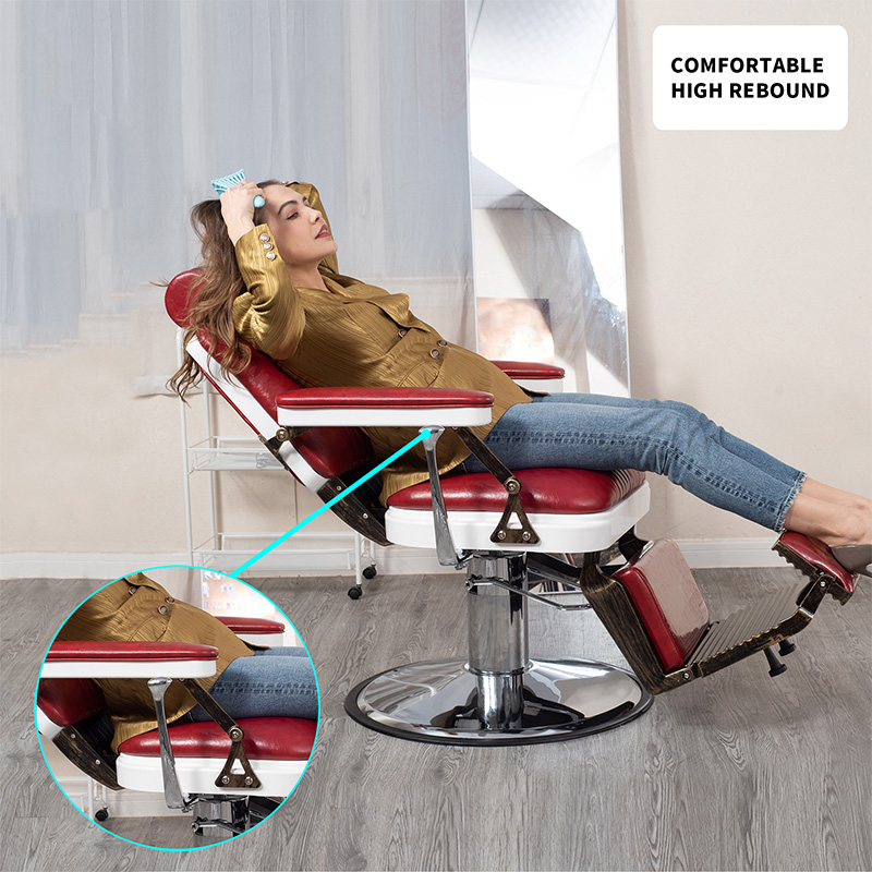 HZ8753BK / HZ8753GR / HZ8753RD Czarny fotel fryzjerski Lincoln w stylu vintage