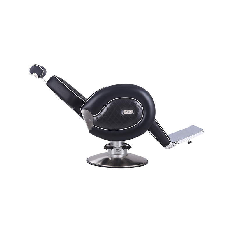 HZ8762 Wytrzymałe krzesło fryzjerskie w kolorze czarnym z białą, walcowaną krawędzią