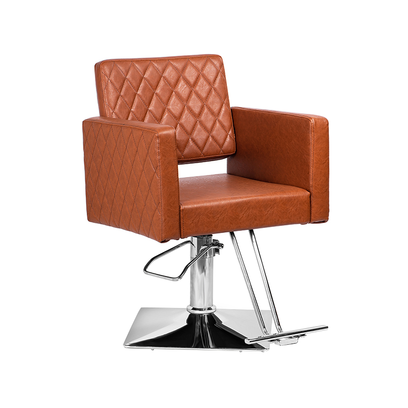 HZ8822D / HZ8822DBK Brązowo-czarny fotel fryzjerski z szerokim siedziskiem, podnóżkiem ze stopu aluminium, hydrauliczny fotel fryzjerski